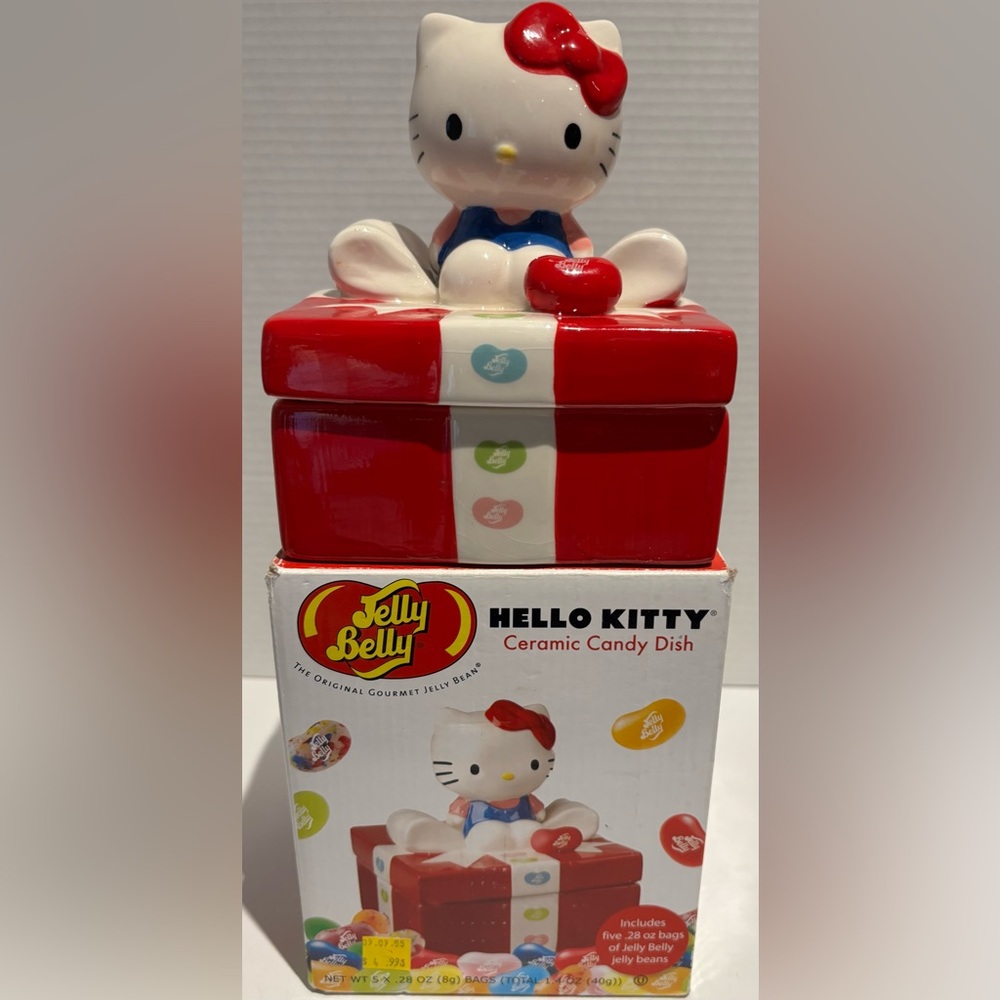 Sanrio HELLO KITTY LIDDED CERAMIC CANDY DISH Jelly Belly Limited Edition w/ BOX